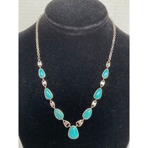 WK Whitney Kelly 925 Sterling Silver graduated teardrop turquoise necklace